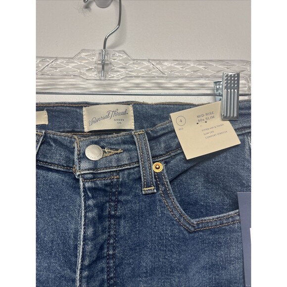 Women's Mid-Rise 80's Slim Fit Jeans - Universal Thread Medium Wash Size 4 - Picture 3 of 6